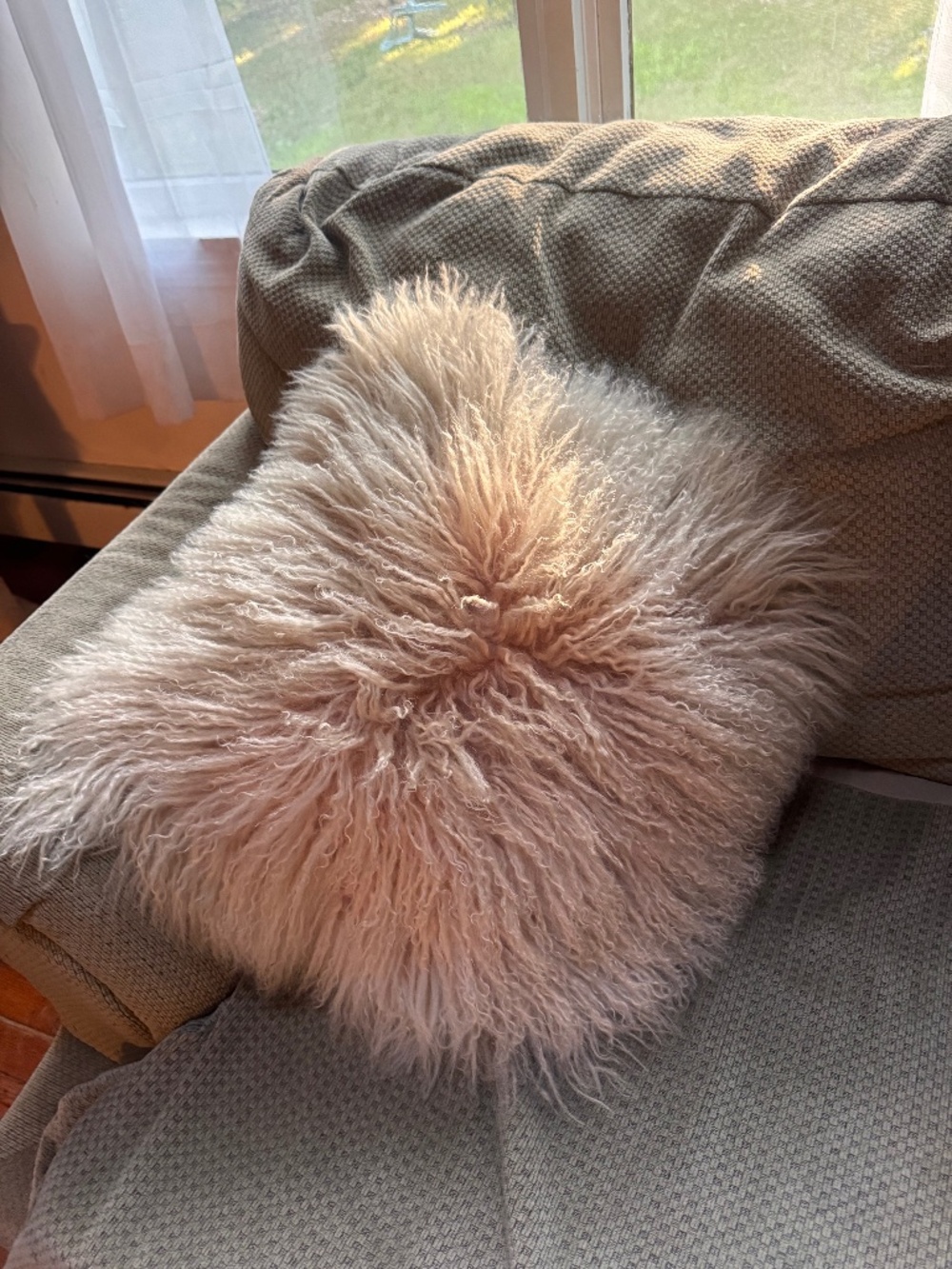 West elm shaggy fur pillow with insert down pillow